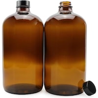 Picture of Fufu Boston Round Amber Glass Bottles with Lid, 946ml - Set of 2