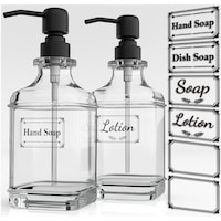 Picture of Fufu Antique Design Thick Glass Soap Dispenser, 236ml, Clear - Set of 2