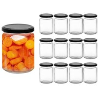 Picture of Fufu Wide Mouth Glass Jars with Lids, 16oz, Set of 12