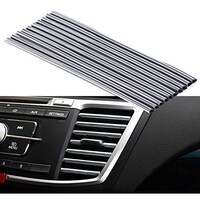 Iriisy Air Conditioner Outlet Vent Car Decoration Strip, Silver - Set of 10