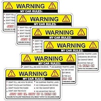 Picture of Funny Car Safety Warning Rules Stickers - Set of 6