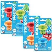 Steripod Clip-On Toothbrush Protector, Multicolor - Pack of 4