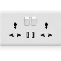 Picture of Modi Dual Switch Wall Socket & 2 USB Outlet, White