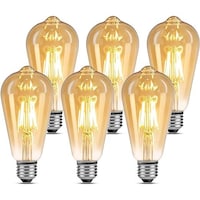Picture of Hua Qiang Wang Antique Amber Glass LED Light Bulbs, 4W, Yellow - Pack of 6