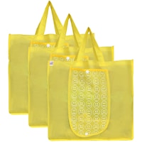 Picture of Fun Homes Foldable Shopping Grocery Tote Bag, Yellow, Set of 3