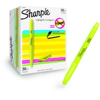 Picture of Sharpie Pocket Highlighters, Fluorescent Yellow, Pack of 36