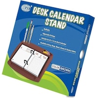 Picture of FIS Desk Calendar Stand with Pen and Clip Holder, Brown