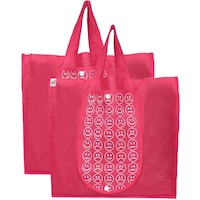 Picture of Fun Homes Foldable Shopping Grocery Tote Bag, Pink, Set of 2