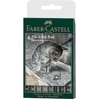 Faber Castell Pitt India Ink Artist Pen, Set of 8