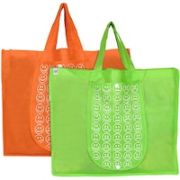 Picture of Fun Homes Foldable Shopping Grocery Tote Bag, Orange & Green, Set of 2