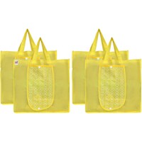 Picture of Fun Homes Foldable Shopping Grocery Tote Bag, Yellow, Set of 4