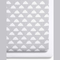 Snüz Crib Fitted Sheets 44 x 80cm, White & Grey, Set of 2