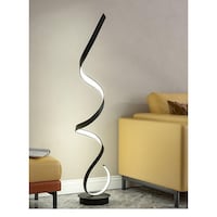 HOCC Contemporary Style LED Spiral Floor Lamp, Black