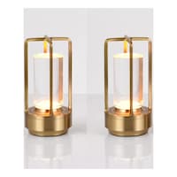 Picture of HOCC Rechargeable Metal Table Lamps, Gold - Set of 2