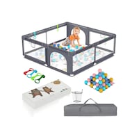HOCC Large Baby Playpen Fence with Balls and Playmat, Grey