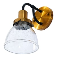 Spolux Iron & Glass Round Shape Gold Plated Wall Lamp Without Bulb
