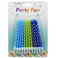 Picture of Party Fun Dot Printed Candles, Assorted Color, 24