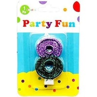 Picture of Party Fun 2 Color Glitters Number Candle No 8, 2inch