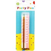 Picture of Party Fun Dot Printed Candle, Pink and Gold, Pack of 10