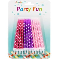 Picture of Party Fun Dot Printed Candles, Assorted Color, Pack of 24