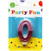 Picture of Party Fun 2 Color Glitters Number Candle No 0, 2inch