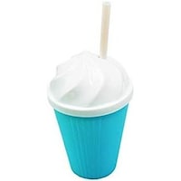 Picture of Plastic Reusable Cup with Lid and Straw, Blue