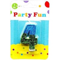 Picture of Party Fun 2 Color Glitters Number Candle No 4, 2inch