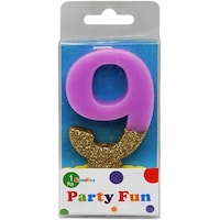 Picture of Party Fun Number Candle Halt Glitters No 9, 3inch
