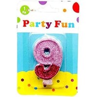 Picture of Party Fun 2 Color Glitters Number Candle No 9, 2inch