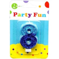 Picture of Party Fun 2 Color Glitters Number Candle No 8, 2inch
