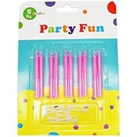 Picture of Party Fun Birthday Candle With Holder, Pink, Pack of 10