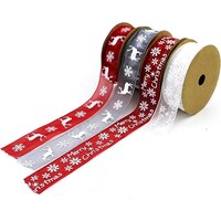 Christmas Day Decoration Ribbon, 2.5cmx2Yds, Multicolour, Pack of 24