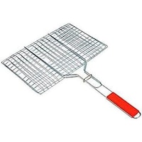 Picture of Barbecue Rectangular Grilling Basket, 24X34X51cm, Silver & Red