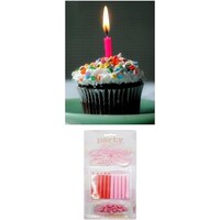 Picture of Happy Birthday Cake Topper Regular Candles, Pink, Pack of 10