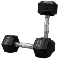 Picture of Prosports Rubber Hex Dumbbell, Black, 7.5kg - Set of 2