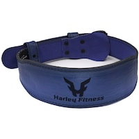 Harley Fitness Leather Weightlifting Slim Fit Gym Belt, XXL, Blue
