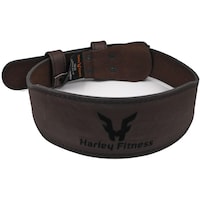 Harley Fitness Leather Weightlifting Slim Fit Gym Belt, XL, Brown