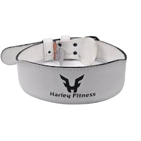 Harley Fitness Leather Weightlifting Slim Fit Gym Belt, M, White