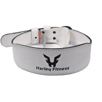 Picture of Harley Fitness Leather Weightlifting Slim Fit Gym Belt, XXL, White