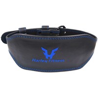 Harley Fitness Premium Leather Weightlifting Gym Belt, M, Black & Blue