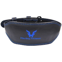 Harley Fitness Premium Leather Weightlifting Gym Belt, XL, Black & Blue