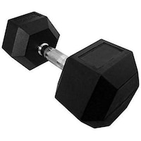Picture of Prosports Rubber Hex Dumbbell, Black & Silver, 7.5kg - Set of 2