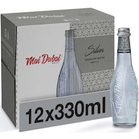 Mai Dubai Sparkling Water in Glass Bottle, 330ml, Silver - Box of 12