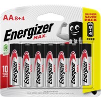 Picture of Energizer Max Alkaline AA Batteries, E91BP12, 1.5V - Pack of 12