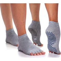 Gaiam Sticky Grip Toeless Yoga Socks, Indigo & Grey
