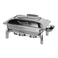 Picture of Vague Stainless Steel Rectangle Shape Chafing Dish with Glass Window Lid, 9L
