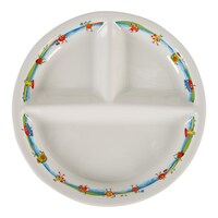 Picture of Porceletta Animated Fruites Print 3 Compartement Plate for Kids, 22.5cm, White