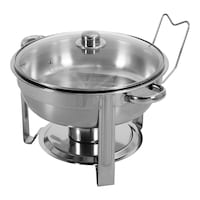Picture of Vague Stainless Steel Round Chafing Dish with Glass Lid, 4.5L, Silver