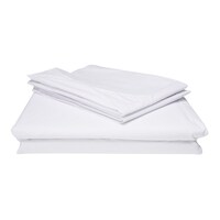 Home Tex Percale Double Flat Bedsheet Set, White - Carton of 20
