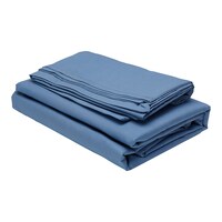 Picture of Home Tex Cotton Double Dyed Flat Bedsheet Set, Blue - Carton of 18